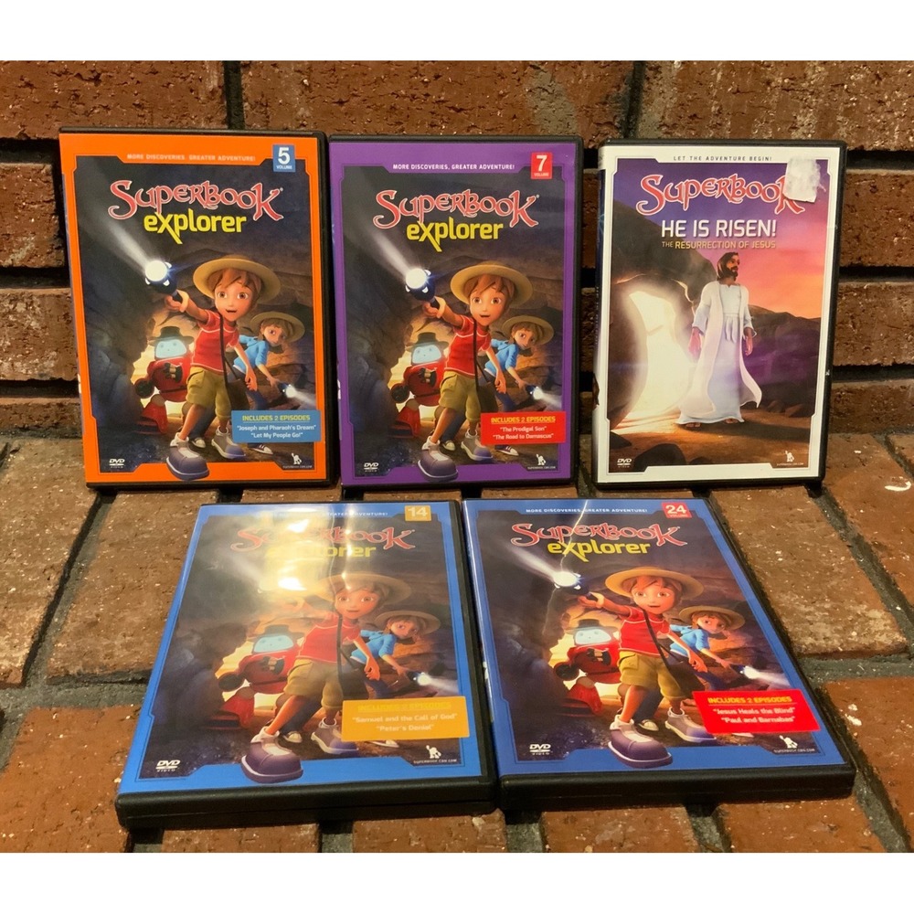 Superbook Explorer CBN 5 DVD Bundle Lot‎ Volumes 5,7,14,24 & He is Risen